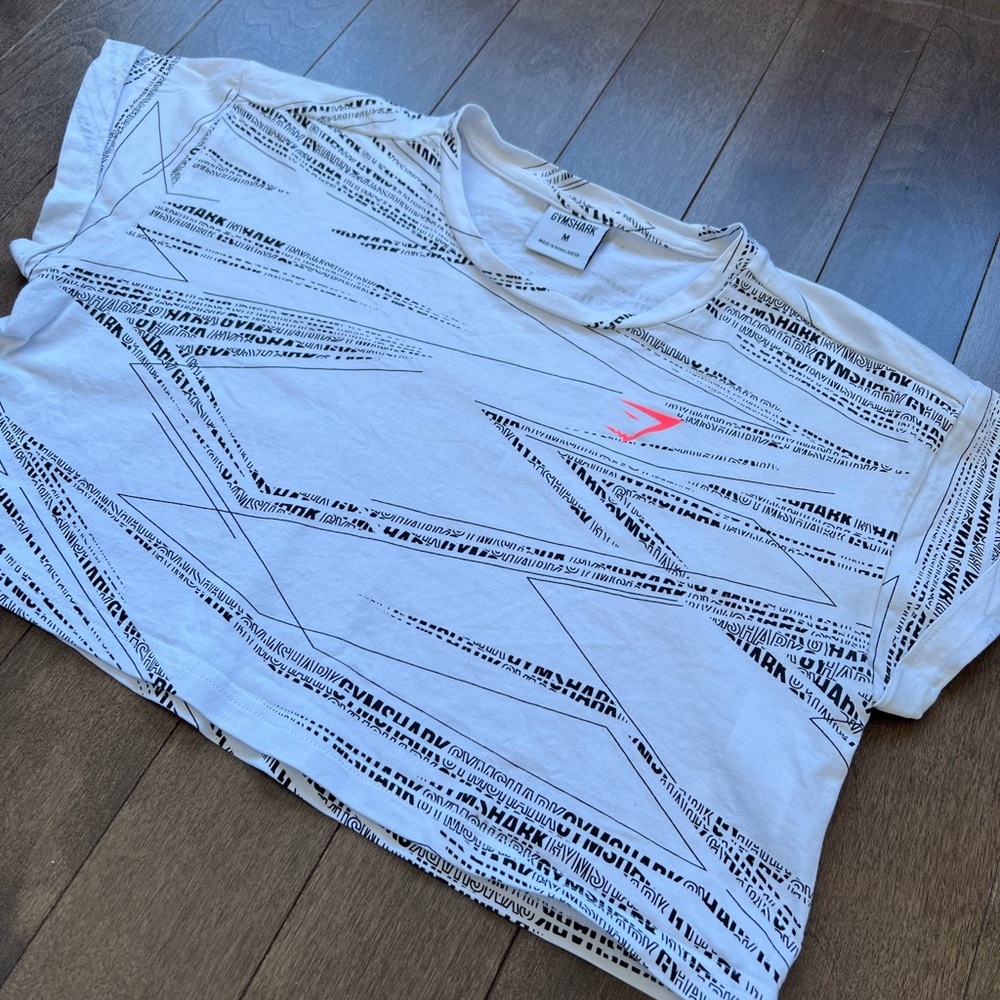 Gymshark White Graphic Crop Tee with neon Logo